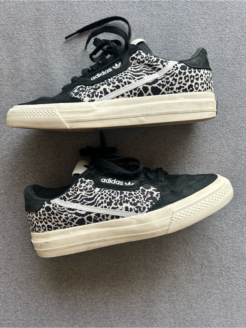 adidas Black & White Leopard Print Low-Top Trainers